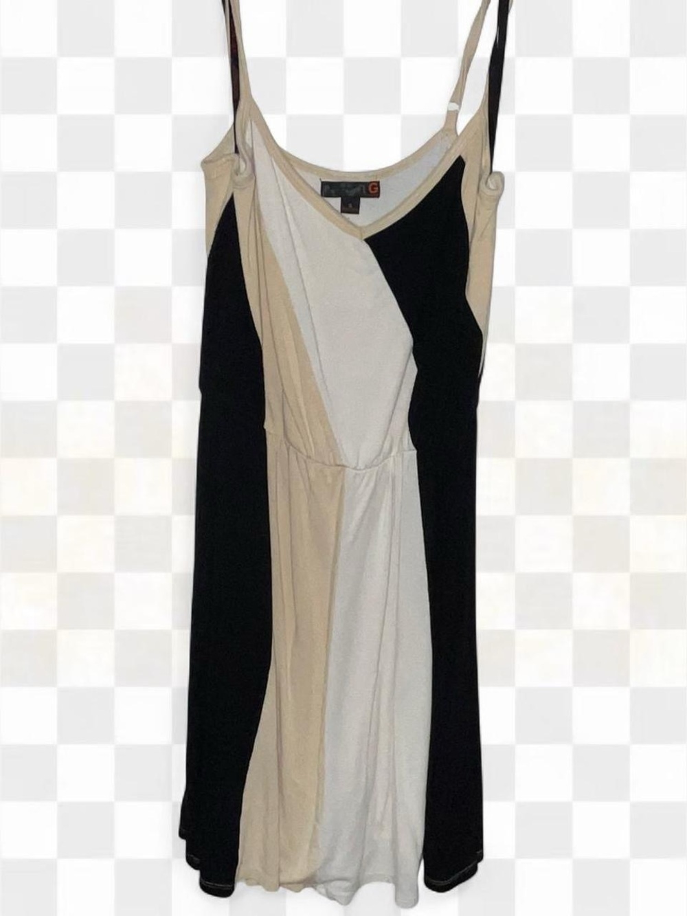 Colorblocked Black and Cream Sleeveless Women’s Dress